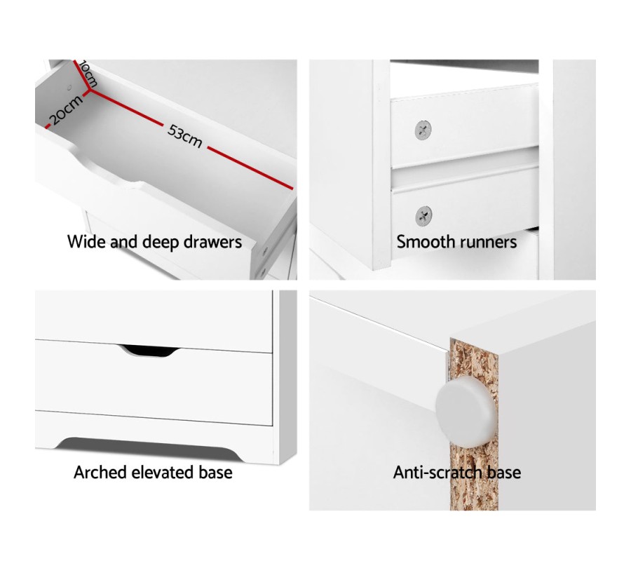 Shelving Unit with 3 Drawers – White Shelving Unit with 3 Drawers – White