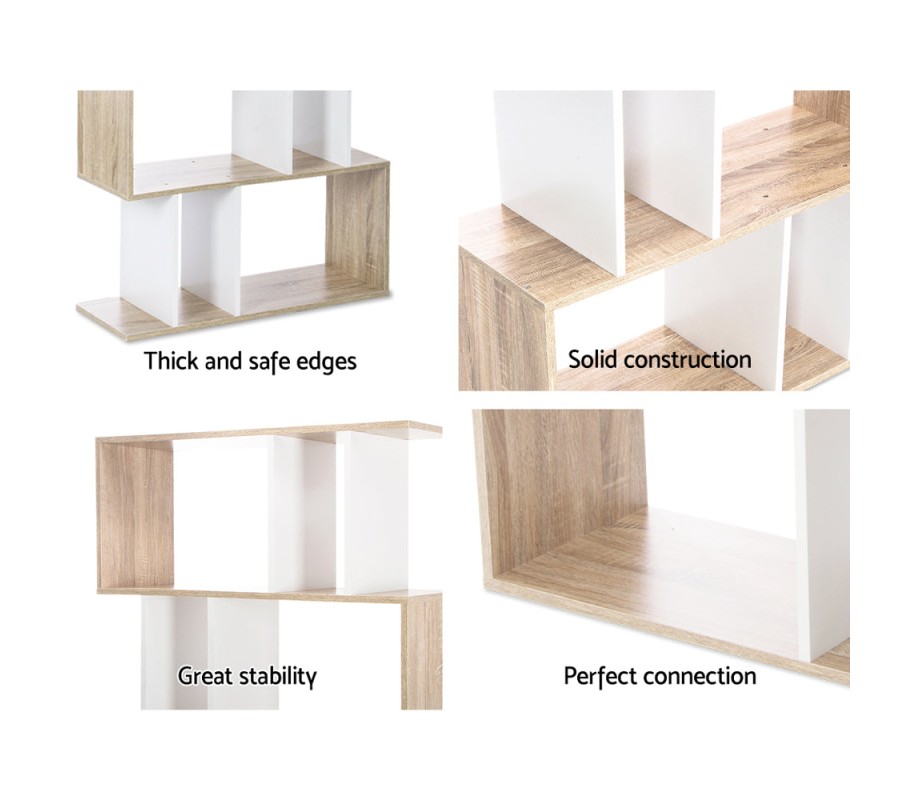5-tier Zigzag Shelving Unit – White and Wood 5-tier Zigzag Shelving Unit – White and Wood
