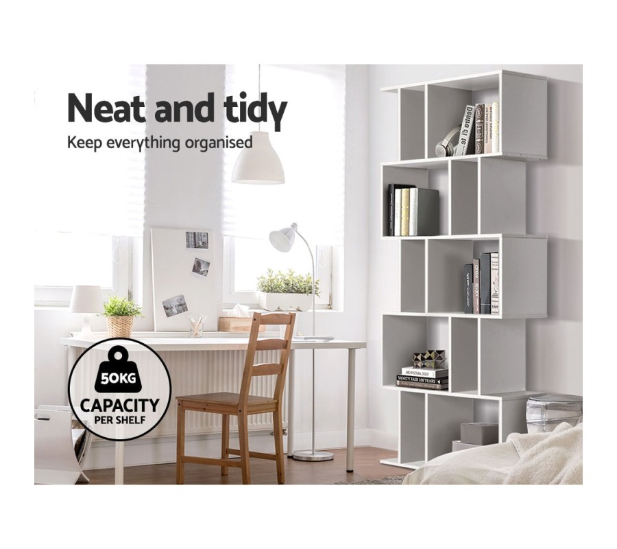 5 Tier Bookshelf Display Shelf CD Cabinet Bookcase Stand Storage White 5 Tier Bookshelf Display Shelf CD Cabinet Bookcase Stand Storage White