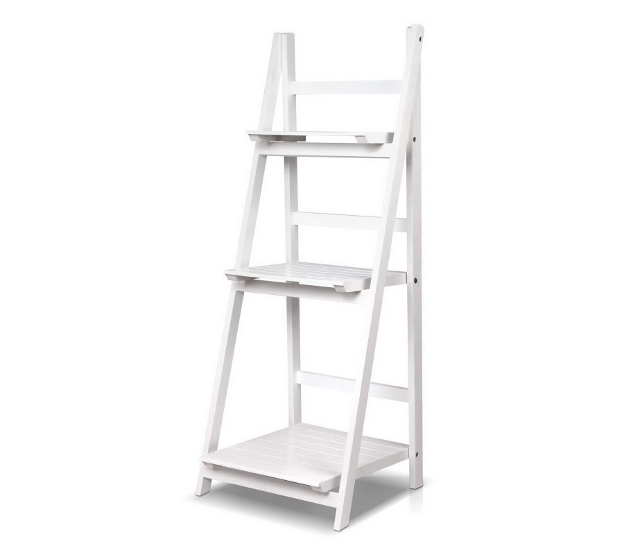 Display Shelf 3 Tier Wooden Ladder Stand Storage Book Shelves Rack White Display Shelf 3 Tier Wooden Ladder Stand Storage Book Shelves Rack White