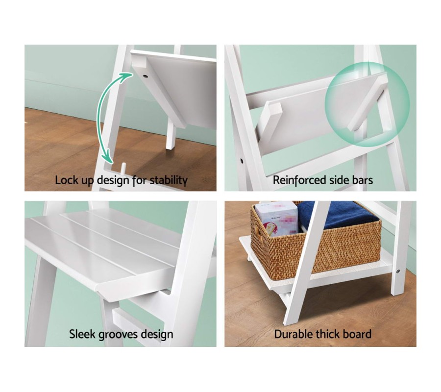 Display Shelf 3 Tier Wooden Ladder Stand Storage Book Shelves Rack White Display Shelf 3 Tier Wooden Ladder Stand Storage Book Shelves Rack White