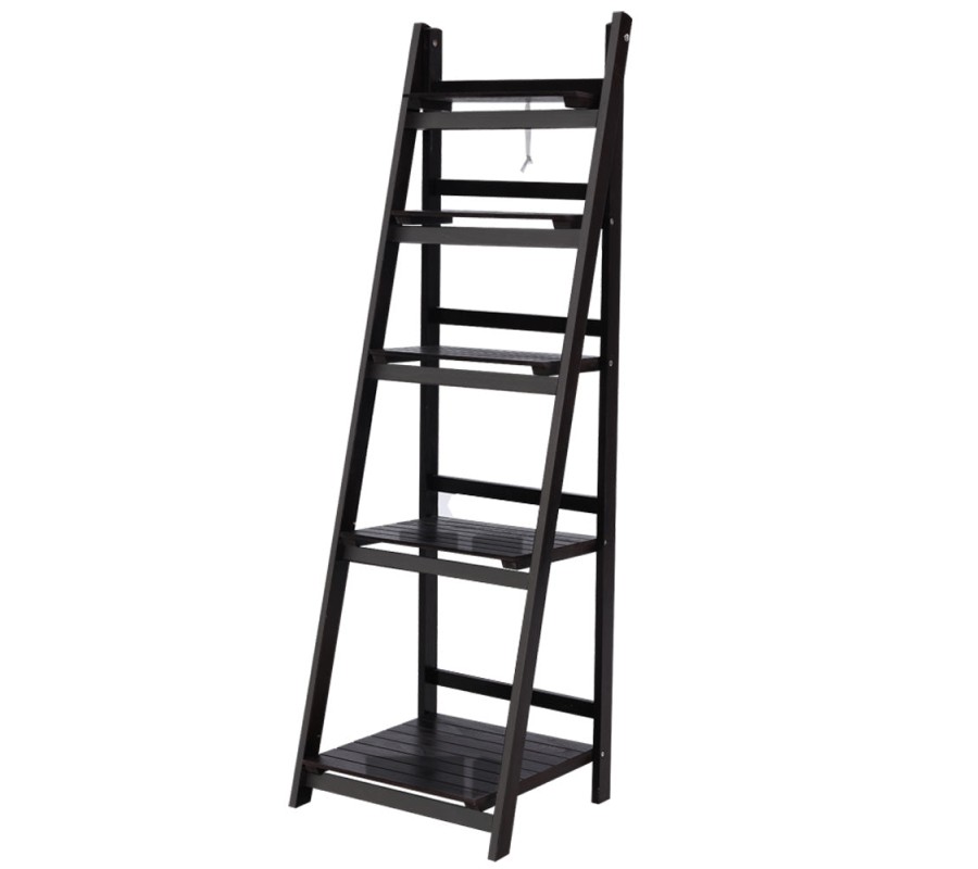 Display Shelf 5 Tier Wooden Ladder Stand Storage Book Shelves Rack Coffee Display Shelf 5 Tier Wooden Ladder Stand Storage Book Shelves Rack Coffee