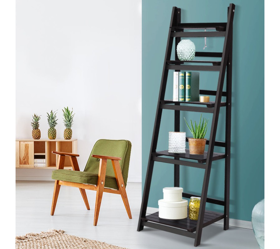 Display Shelf 5 Tier Wooden Ladder Stand Storage Book Shelves Rack Coffee Display Shelf 5 Tier Wooden Ladder Stand Storage Book Shelves Rack Coffee