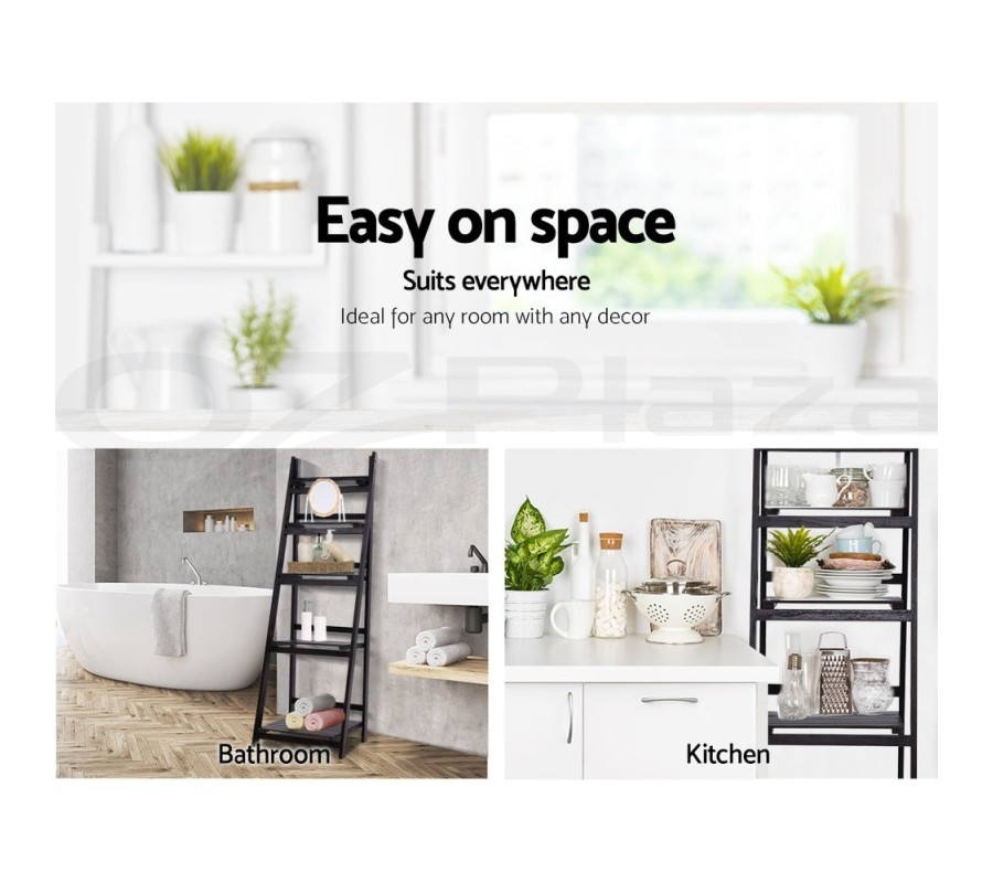 Display Shelf 5 Tier Wooden Ladder Stand Storage Book Shelves Rack Coffee Display Shelf 5 Tier Wooden Ladder Stand Storage Book Shelves Rack Coffee