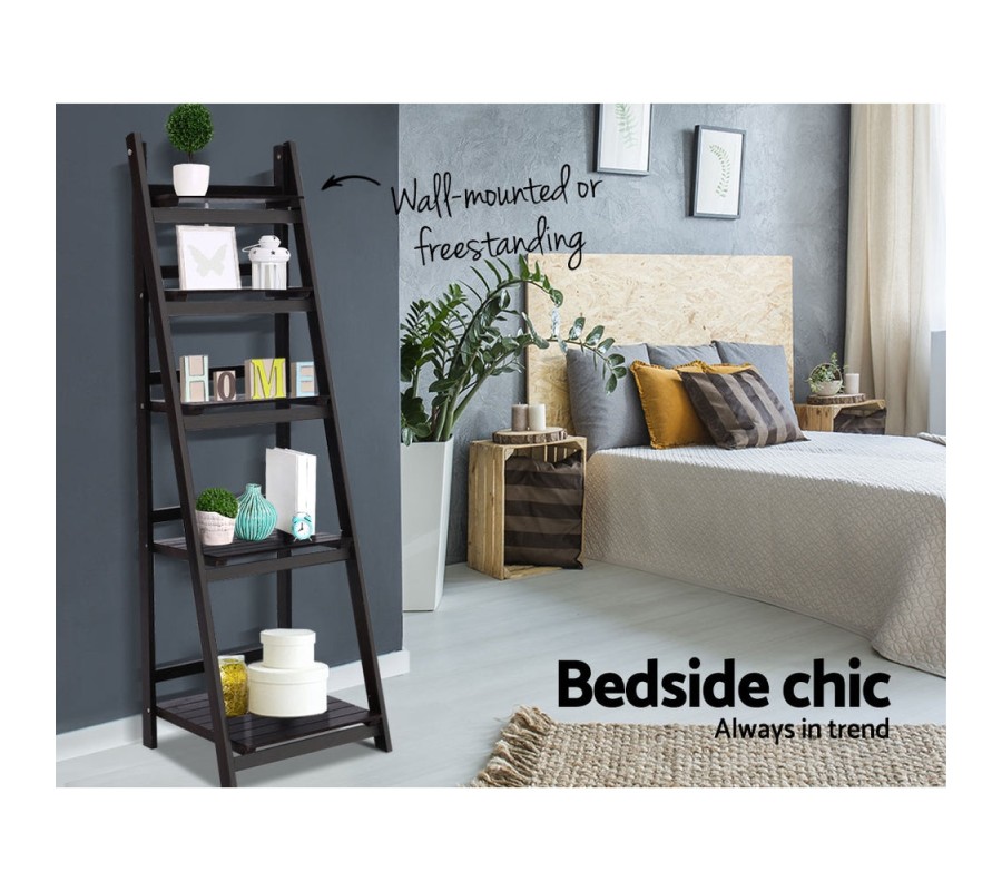 Display Shelf 5 Tier Wooden Ladder Stand Storage Book Shelves Rack Coffee Display Shelf 5 Tier Wooden Ladder Stand Storage Book Shelves Rack Coffee
