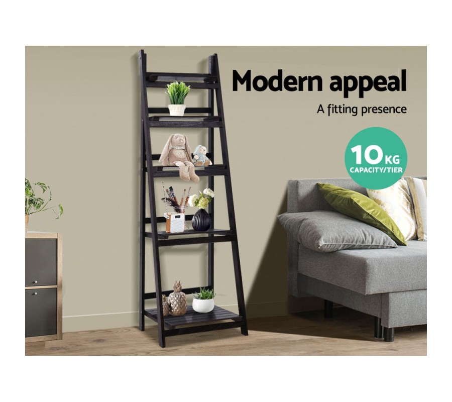 Display Shelf 5 Tier Wooden Ladder Stand Storage Book Shelves Rack Coffee Display Shelf 5 Tier Wooden Ladder Stand Storage Book Shelves Rack Coffee