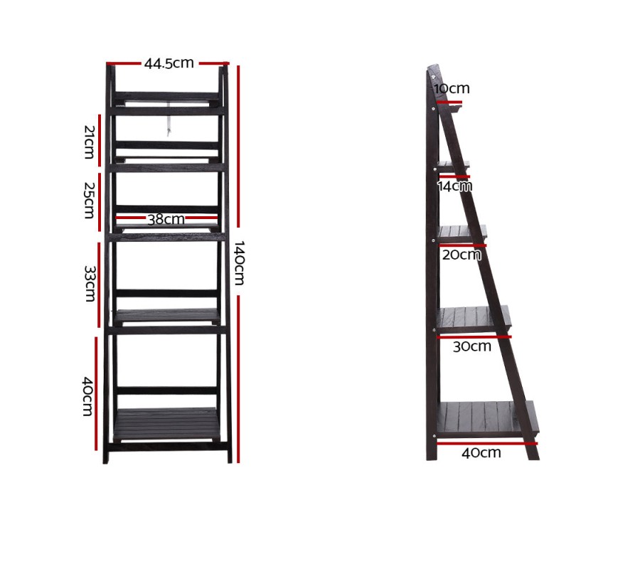 Display Shelf 5 Tier Wooden Ladder Stand Storage Book Shelves Rack Coffee Display Shelf 5 Tier Wooden Ladder Stand Storage Book Shelves Rack Coffee