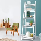 Display Shelf 5 Tier Wooden Ladder Stand Storage Book Shelves Rack White Display Shelf 5 Tier Wooden Ladder Stand Storage Book Shelves Rack White