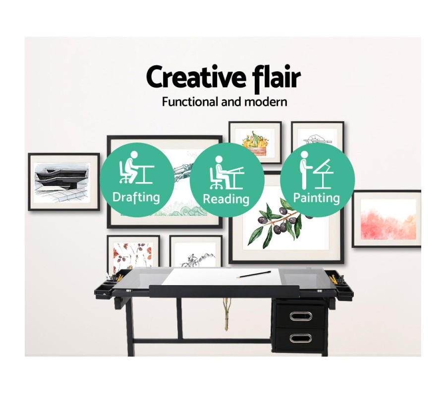 Adjustable Drawing Desk – Black and Grey Adjustable Drawing Desk – Black and Grey