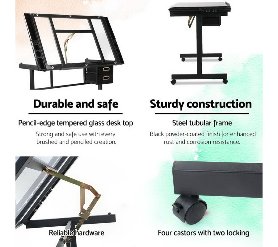 Adjustable Drawing Desk – Black and Grey Adjustable Drawing Desk – Black and Grey