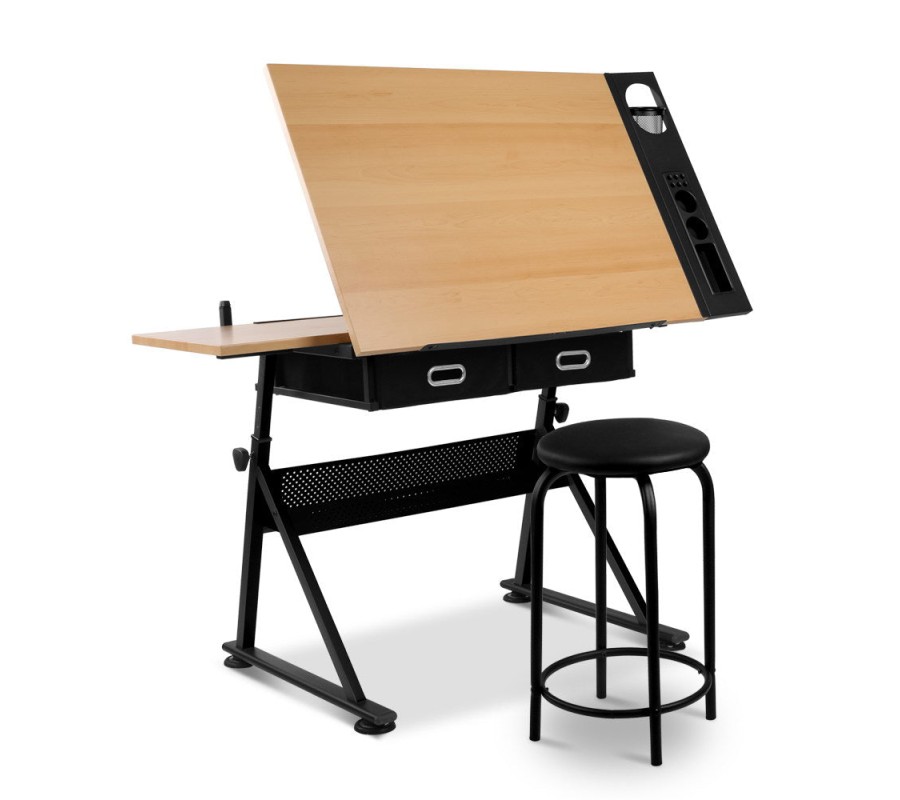 Tilt Drafting Table Stool Set – Natural & Black Tilt Drafting Table Stool Set – Natural & Black