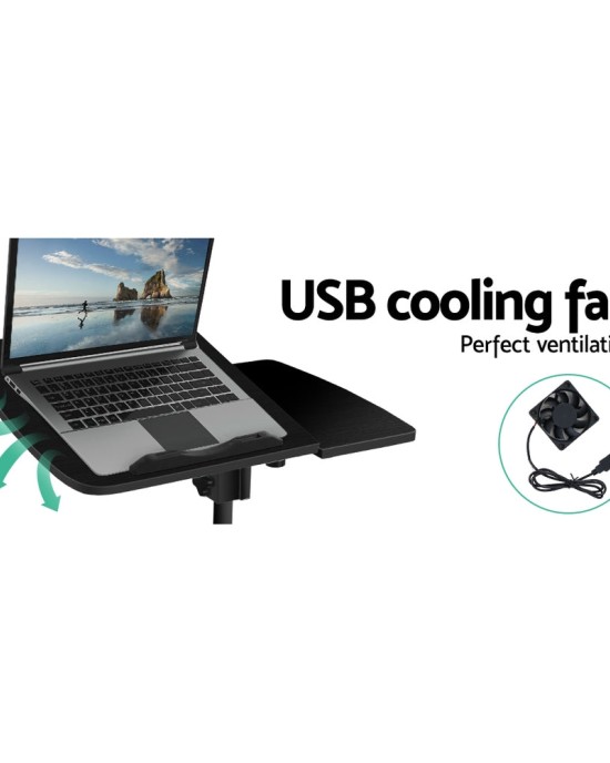 Laptop Table Desk Adjustable Stand With Fan – Black