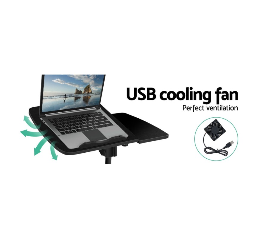 Laptop Table Desk Adjustable Stand With Fan – Black Laptop Table Desk Adjustable Stand With Fan – Black