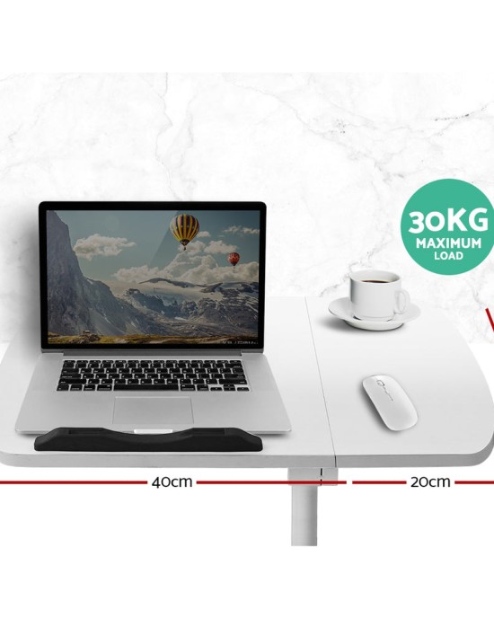 Laptop Table Desk Adjustable Stand With Fan – White