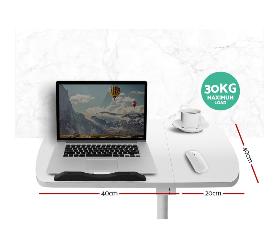 Laptop Table Desk Adjustable Stand With Fan – White Laptop Table Desk Adjustable Stand With Fan – White