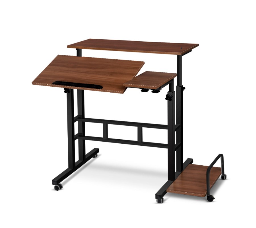 Twin Laptop Table Desk – Dark Wood Twin Laptop Table Desk – Dark Wood
