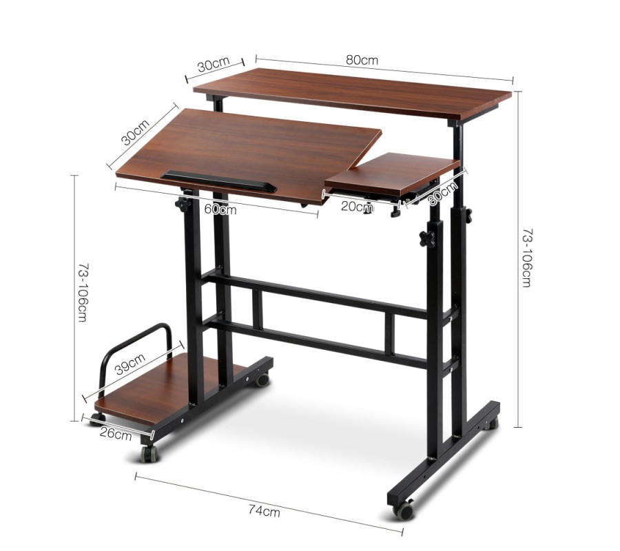 Twin Laptop Table Desk – Dark Wood Twin Laptop Table Desk – Dark Wood