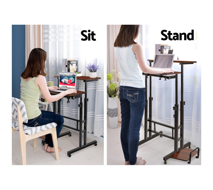 Twin Laptop Table Desk – Dark Wood Twin Laptop Table Desk – Dark Wood