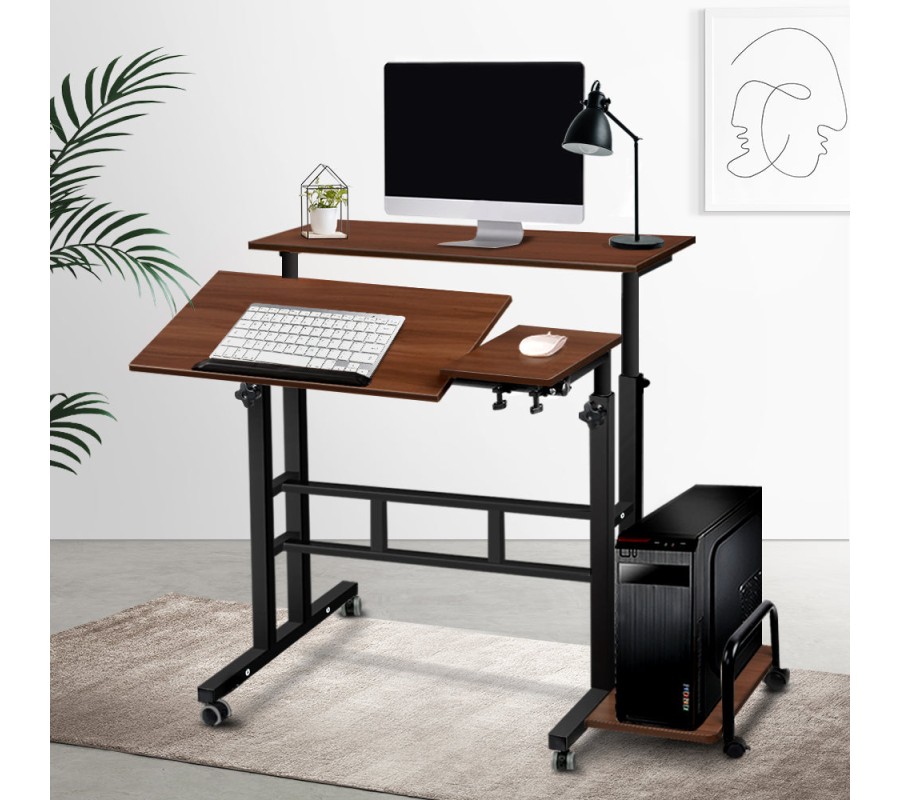 Twin Laptop Table Desk – Dark Wood Twin Laptop Table Desk – Dark Wood