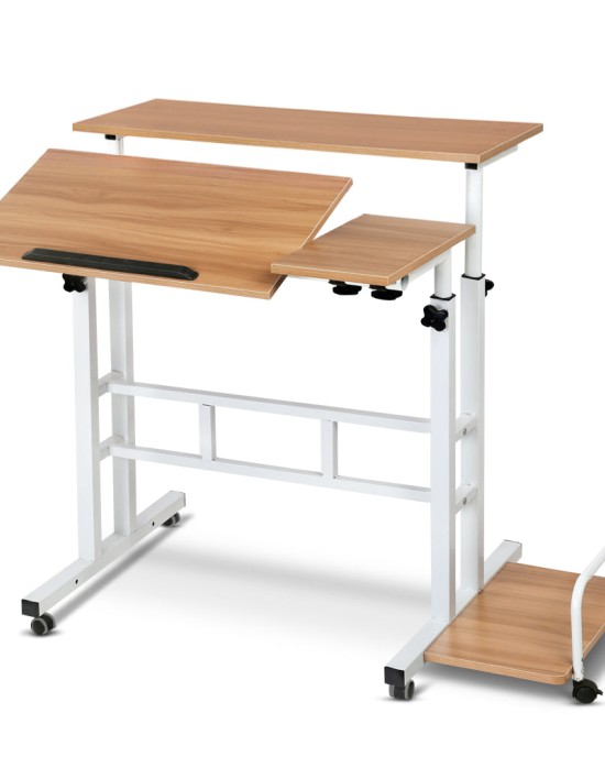 Twin Laptop Table Desk – Light Wood