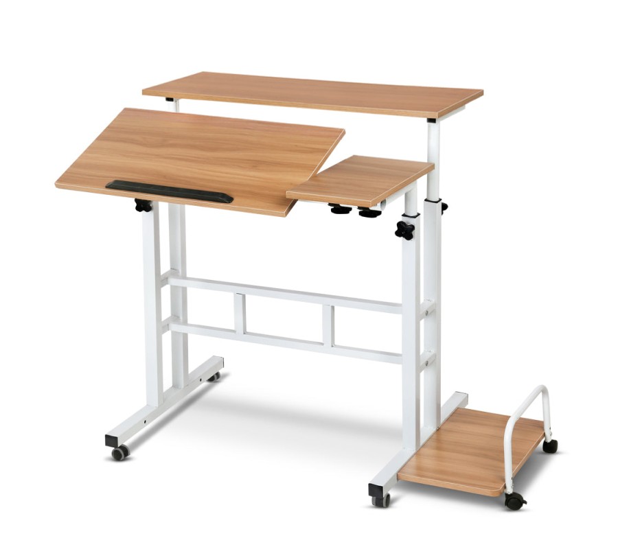Twin Laptop Table Desk – Light Wood Twin Laptop Table Desk – Light Wood