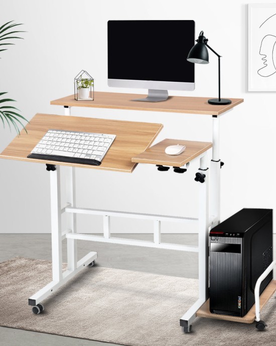 Twin Laptop Table Desk – Light Wood