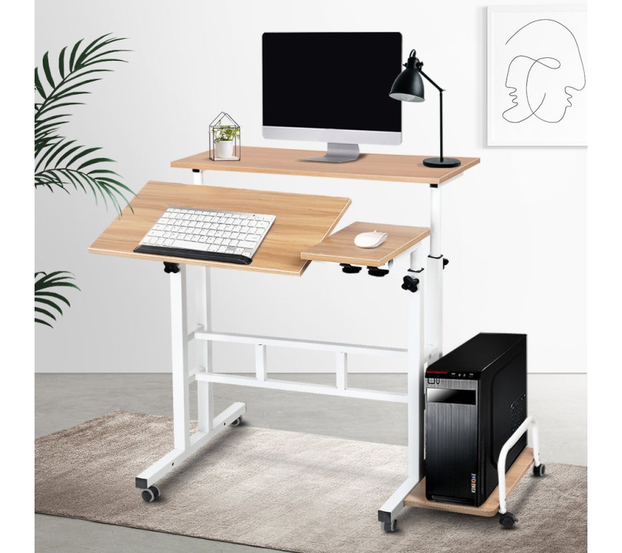 Twin Laptop Table Desk – Light Wood Twin Laptop Table Desk – Light Wood
