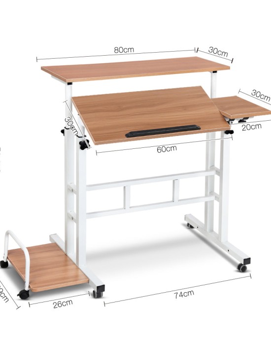 Twin Laptop Table Desk – Light Wood