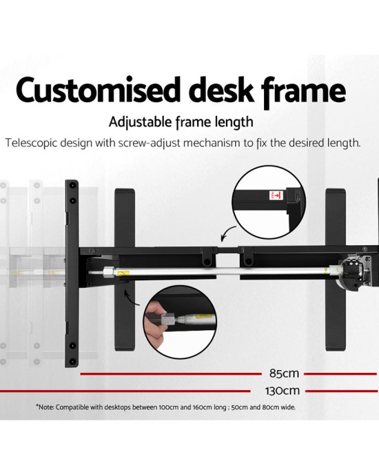 Electric Standing Desk Black 120cm Motorised Adjustable Sit Stand Desks Black