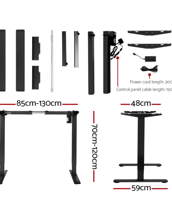 Electric Standing Desk Black 140cm Motorised Adjustable Sit Stand Desks Black