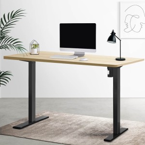 Electric Standing Desk Oak 120cm Motorised Adjustable Sit Stand Desks Black