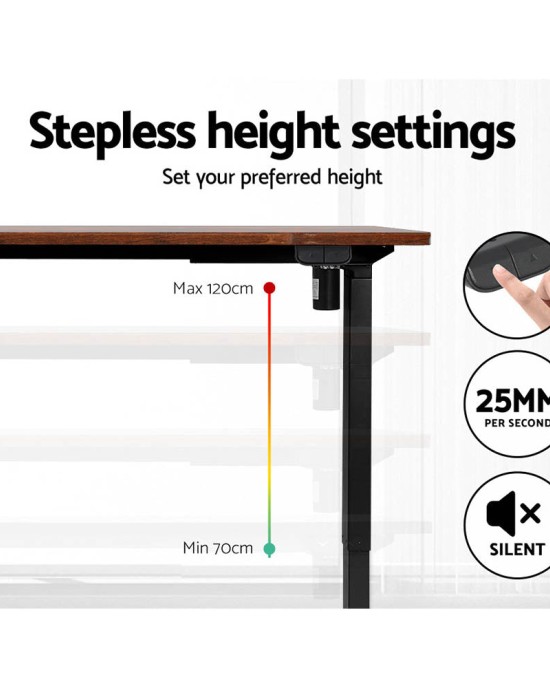 Electric Standing Desk Brown 120cm Motorised Adjustable Sit Stand Desks Black