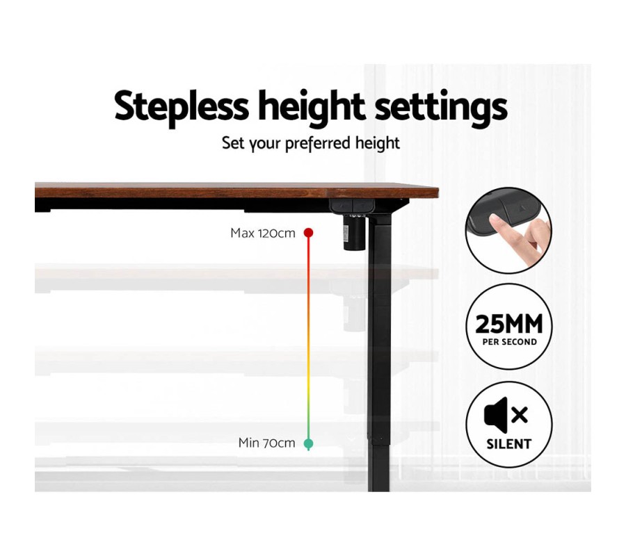 Electric Standing Desk Brown 140cm Motorised Adjustable Sit Stand Desks Black Electric Standing Desk Brown 140cm Motorised Adjustable Sit Stand Desks Black