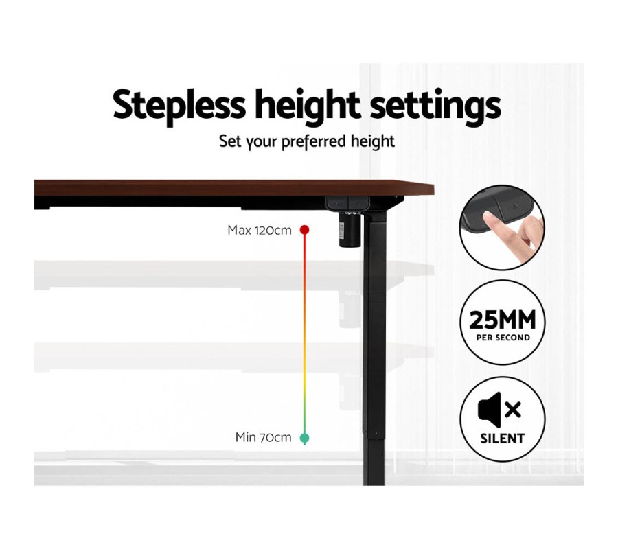 Electric Standing Desk Walnut 120cm Motorised Adjustable Sit Stand Desks Black Electric Standing Desk Walnut 120cm Motorised Adjustable Sit Stand Desks Black