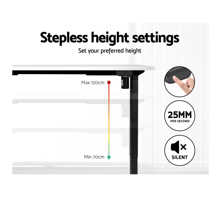 Electric Standing Desk White 120cm Motorised Adjustable Sit Stand Desks Black Electric Standing Desk White 120cm Motorised Adjustable Sit Stand Desks Black