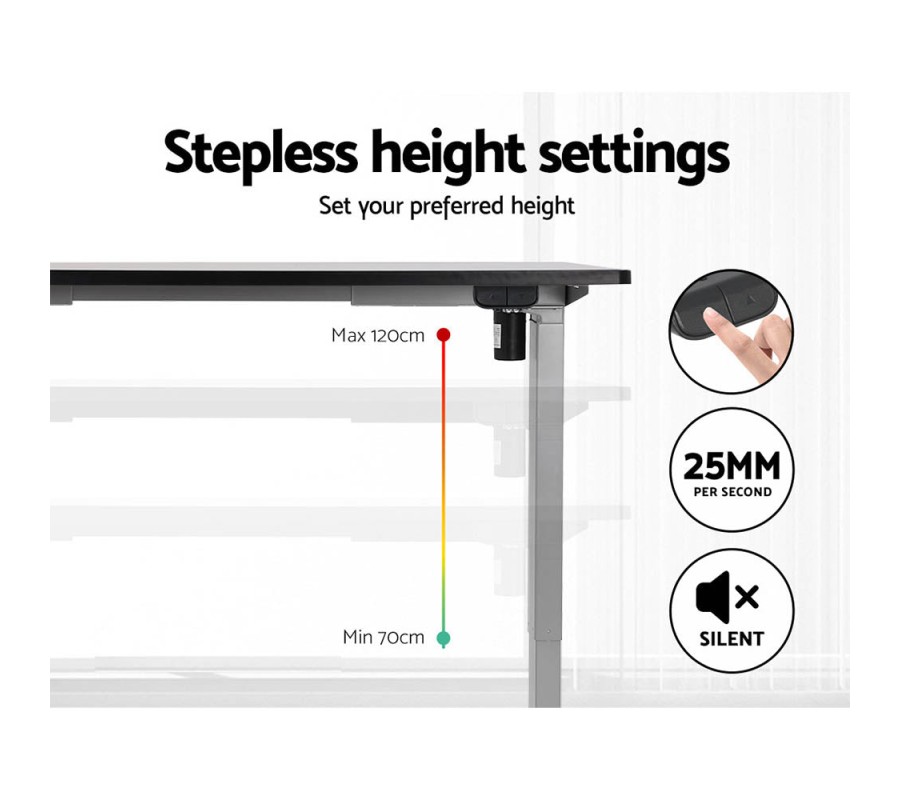 Electric Standing Desk Black 120cm Motorised Adjustable Sit Stand Desks Grey Electric Standing Desk Black 120cm Motorised Adjustable Sit Stand Desks Grey