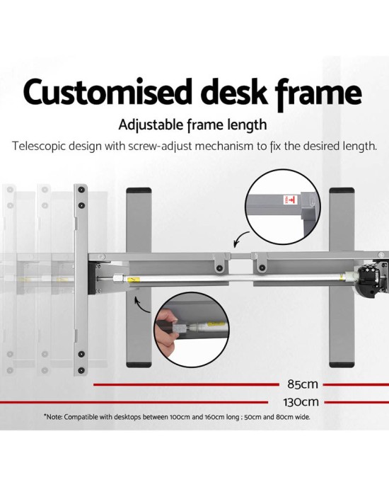 Electric Standing Desk Black 120cm Motorised Adjustable Sit Stand Desks Grey