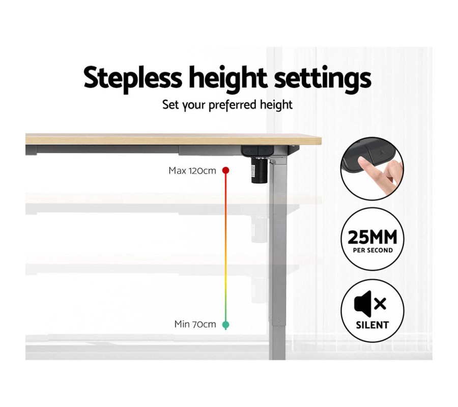 Electric Standing Desk Oak 120cm Motorised Adjustable Sit Stand Desks Grey Electric Standing Desk Oak 120cm Motorised Adjustable Sit Stand Desks Grey