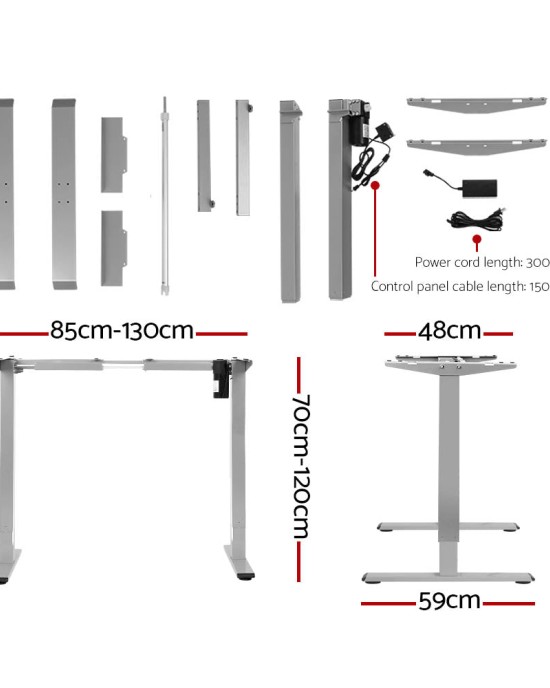 Electric Standing Desk Brown 120cm Motorised Adjustable Sit Stand Desks Grey