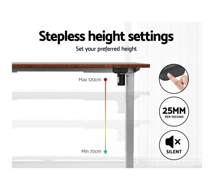 Electric Standing Desk Brown 120cm Motorised Adjustable Sit Stand Desks Grey Electric Standing Desk Brown 120cm Motorised Adjustable Sit Stand Desks Grey