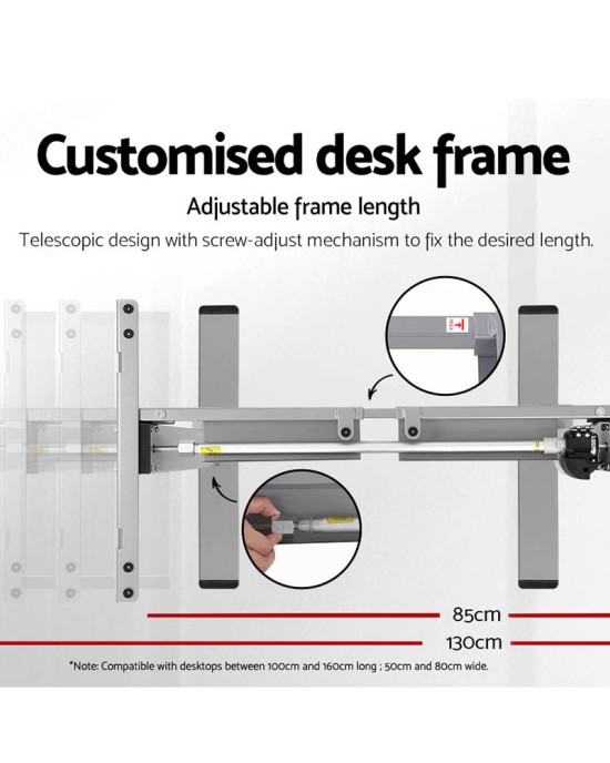 Electric Standing Desk Brown 120cm Motorised Adjustable Sit Stand Desks Grey