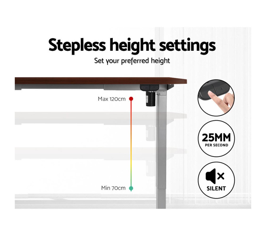 Electric Standing Desk Walnut 120cm Motorised Adjustable Sit Stand Desks Grey Electric Standing Desk Walnut 120cm Motorised Adjustable Sit Stand Desks Grey