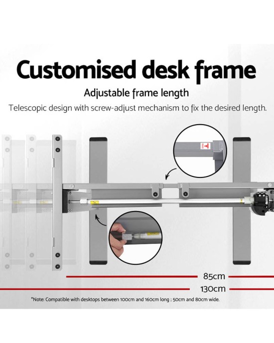 Electric Standing Desk Walnut 120cm Motorised Adjustable Sit Stand Desks Grey