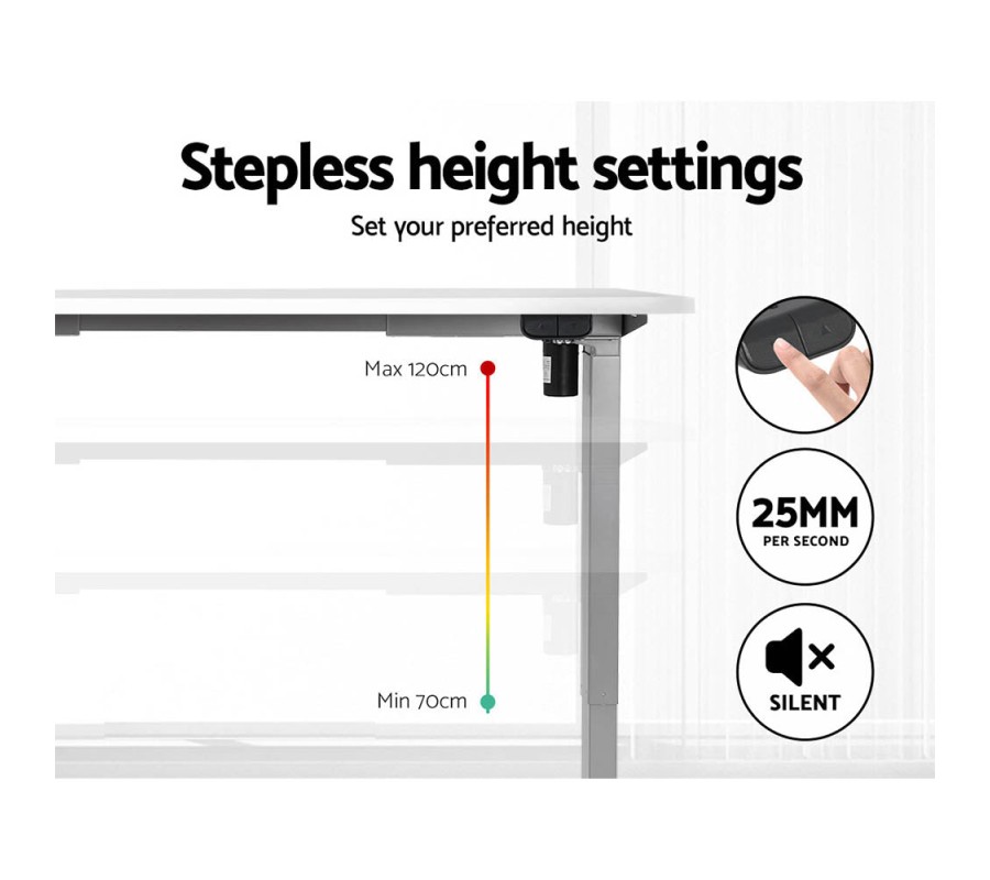 Electric Standing Desk White 120cm Motorised Adjustable Sit Stand Desks Grey Electric Standing Desk White 120cm Motorised Adjustable Sit Stand Desks Grey