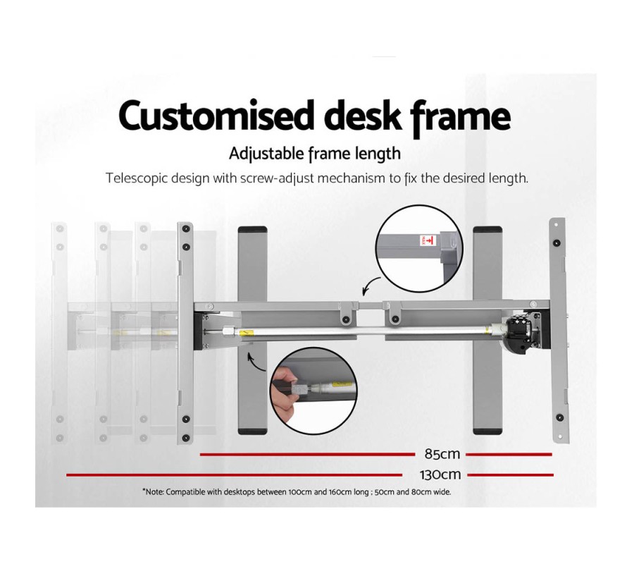 Electric Standing Desk White 120cm Motorised Adjustable Sit Stand Desks Grey Electric Standing Desk White 120cm Motorised Adjustable Sit Stand Desks Grey