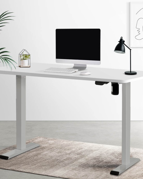 Electric Standing Desk White 120cm Motorised Adjustable Sit Stand Desks Grey