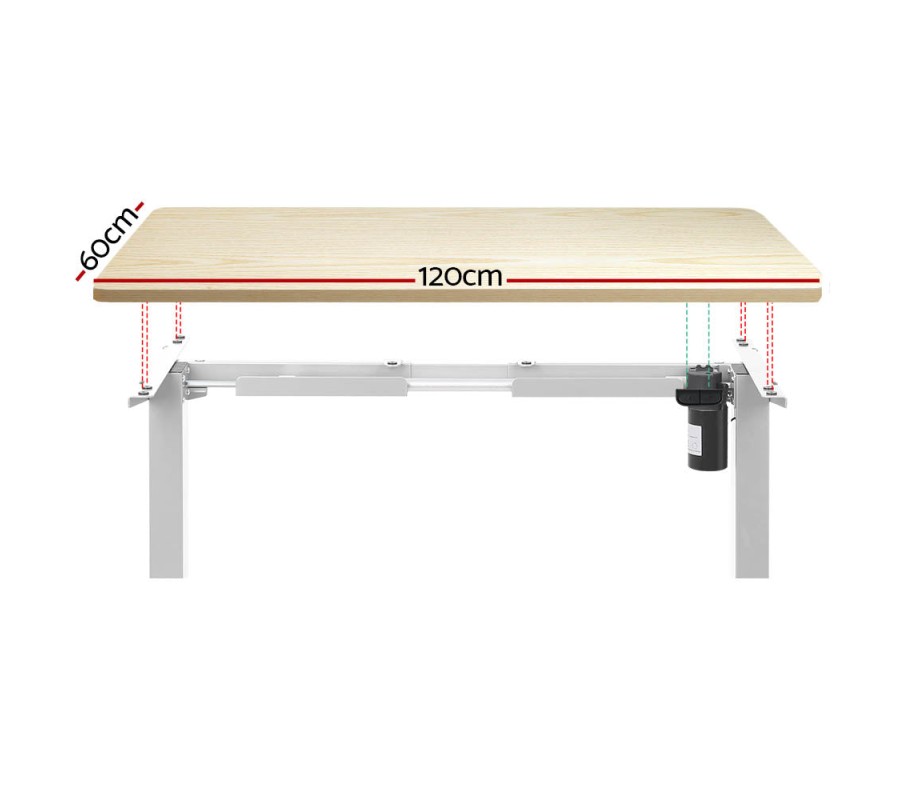 Electric Standing Desk 120cm Motorised Adjustable Sit Stand Desks White Oak Electric Standing Desk 120cm Motorised Adjustable Sit Stand Desks White Oak