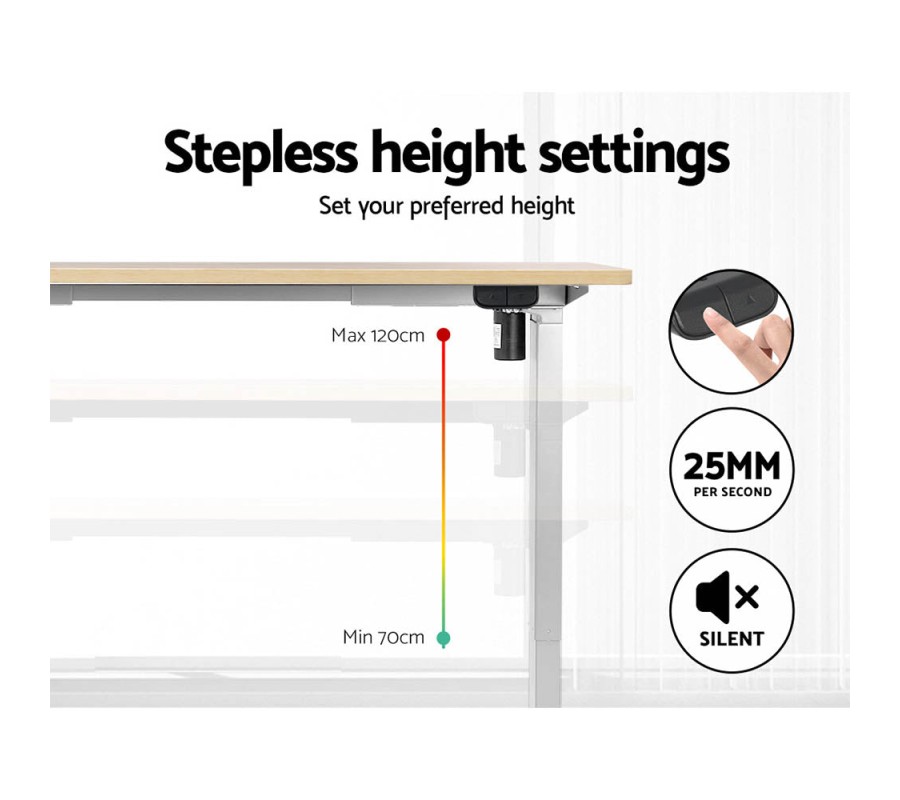 Electric Standing Desk 120cm Motorised Adjustable Sit Stand Desks White Oak Electric Standing Desk 120cm Motorised Adjustable Sit Stand Desks White Oak