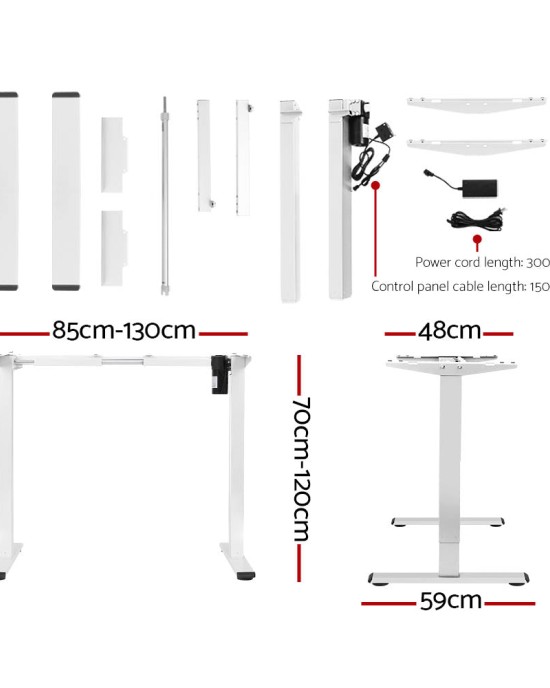 Electric Standing Desk White 120cm Motorised Adjustable Sit Stand Desks White