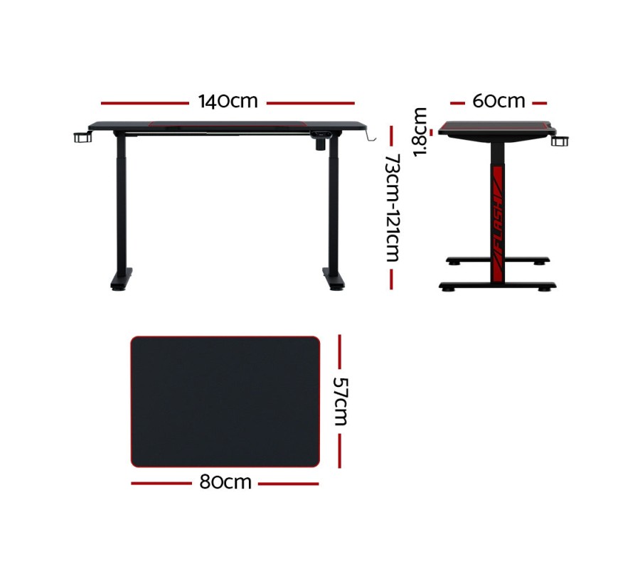 Electric Standing Desk Gaming Desks Sit Stand Table RGB Light Home Office Electric Standing Desk Gaming Desks Sit Stand Table RGB Light Home Office
